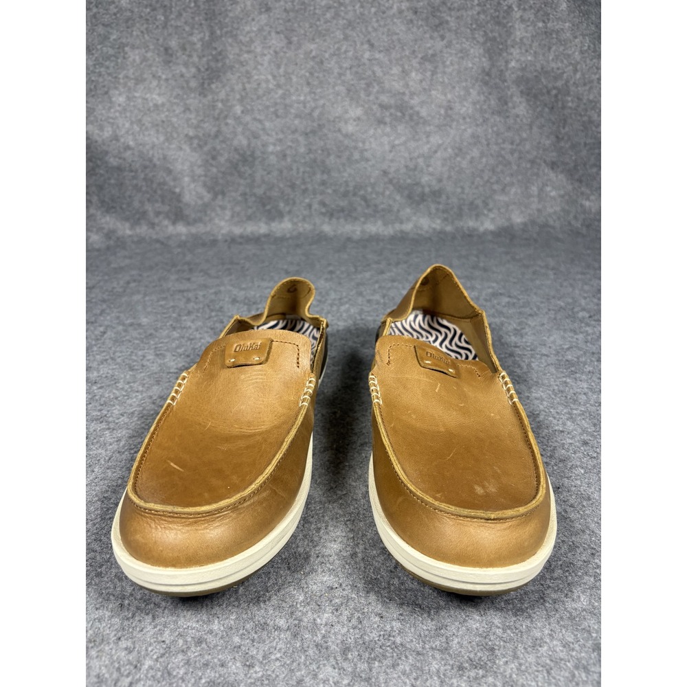 OluKai Men's Tan Leather Slip-On Loafers - Picture 7 of 10